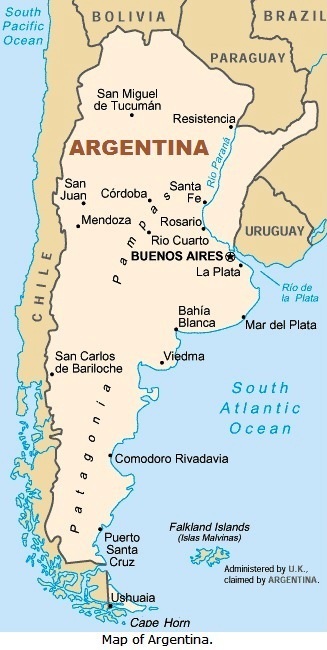 Map of Argentina.