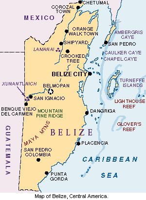 Map of Belize.