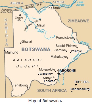 Map of Botswana.