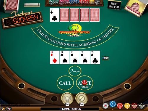 Screenshot of CARIBBEAN STUD POKER free game online. The Free Casino Table