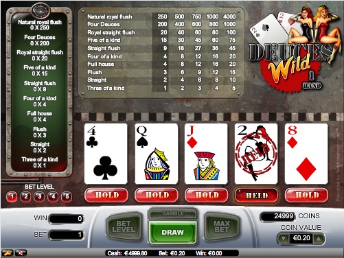 Deuces Wild Video Poker Game