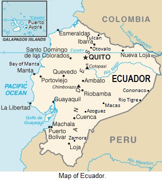 Map of Ecuador.