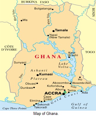 map of ghana regions. on Ghana Map of Ghana.