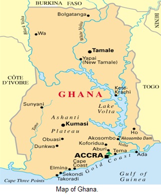 Map of Ghana.