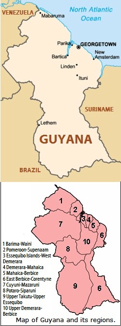 map of guyana showing the towns. Useful Information on Guyana Map of Guyana.