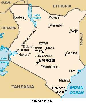 Map of Kenya.