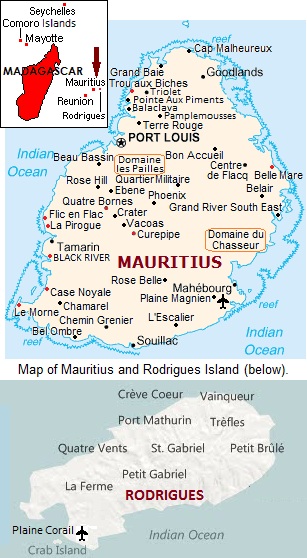 Map of Mauritius.