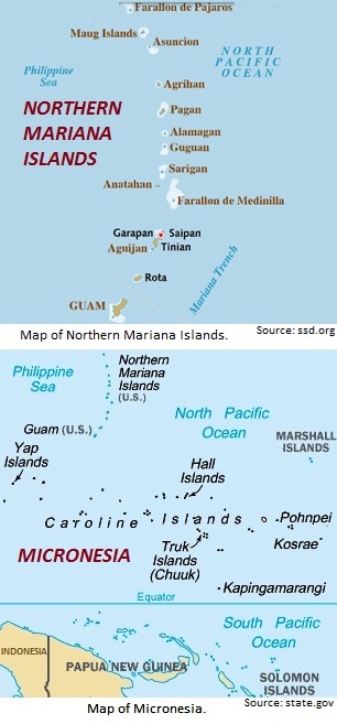 Map of Northern Mariana Islands and Micronesia.