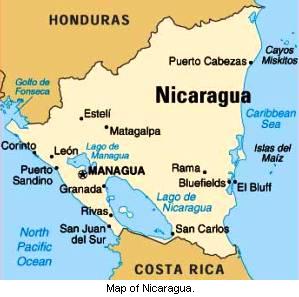 Map of Nicaragua.