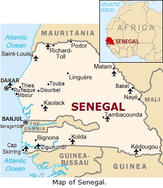 Map of Senegal.