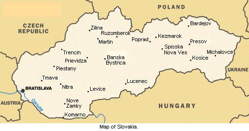Map of Slovakia.