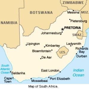 Map of South Africa.